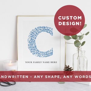 CUSTOM Personalized Handwritten Word Art // Calligraphy Wall Print