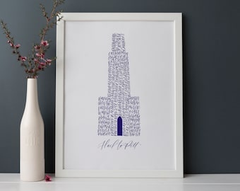 Hail to Pitt Calligraphy Wordy Art Print