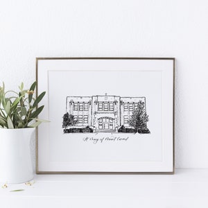St. Mary of Mount Carmel School // Landmark Illustration Print