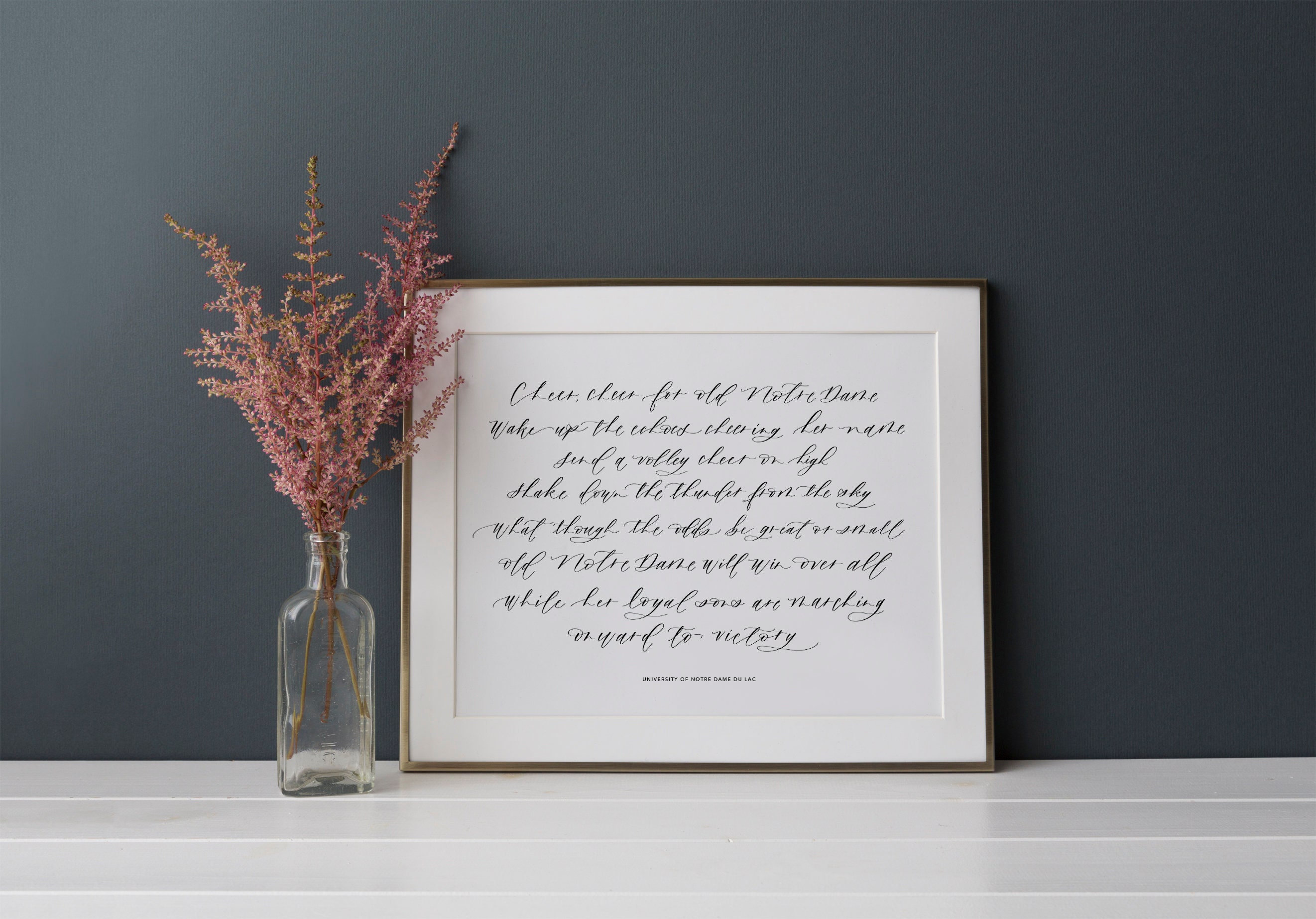 Notre Dame Fight Song Handwritten Calligraphy Print