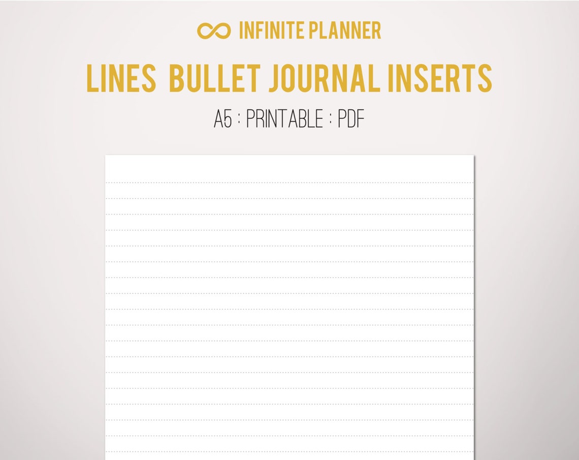 A5 Line Page Bullet Journal Printable PDF - Etsy
