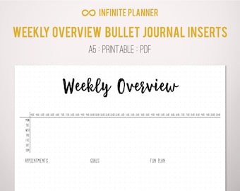 Weekly Overview A5, half-hour increments - Bullet Journal Printable PDF