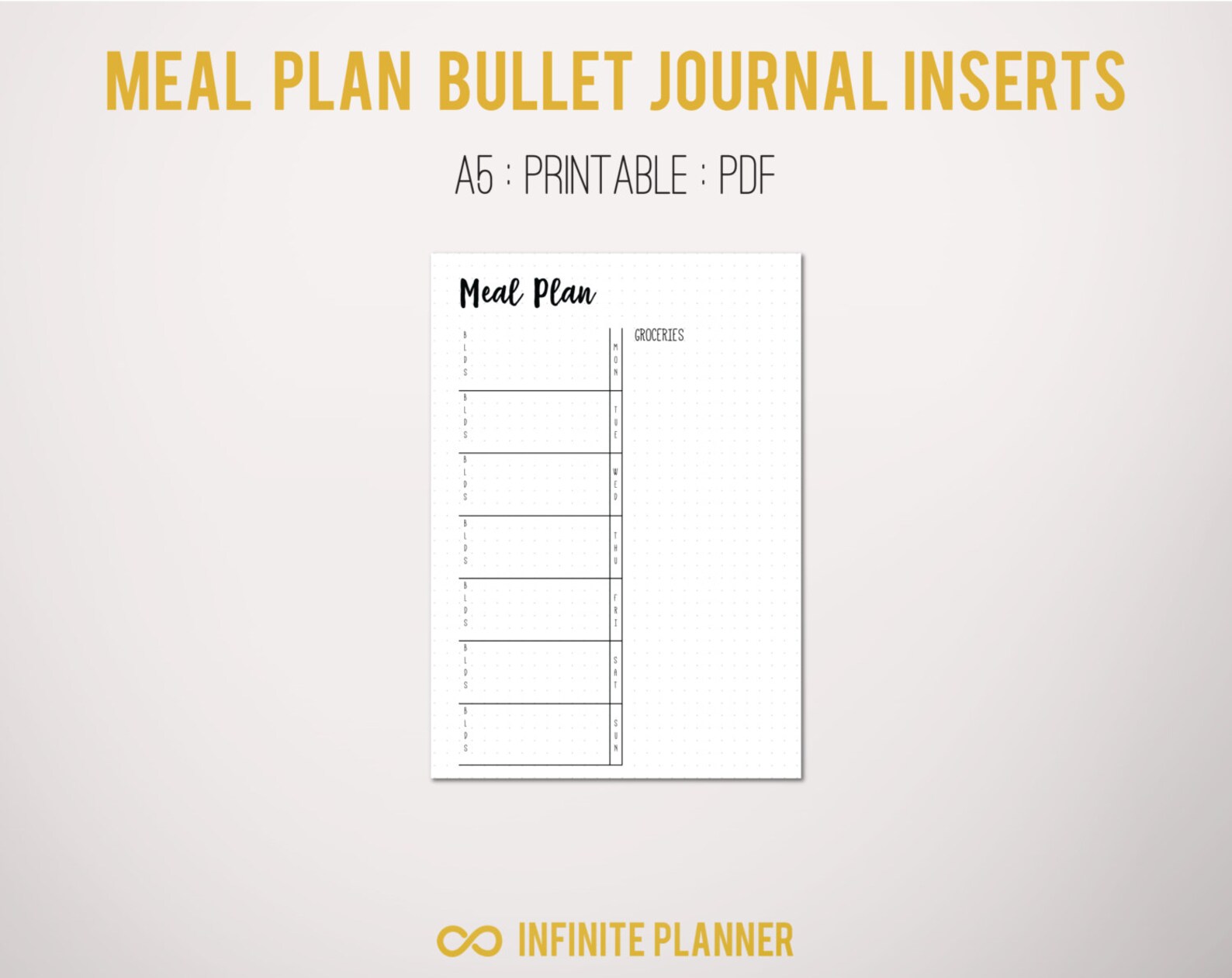 Meal Planner A5 Bullet Journal Printable PDF | Etsy