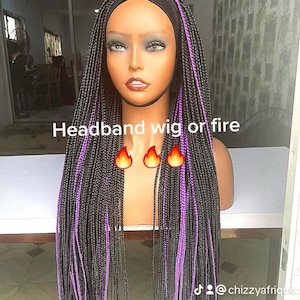 Headband braided Wig/ African Hair/ Available in color of choice/ Box braided/ Small braids/ Braided wig for Women