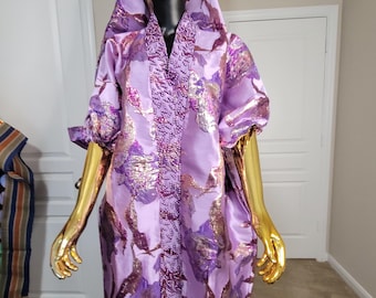 Caftán de brocado con cuentas y pañuelo, boubou africano, talla grande