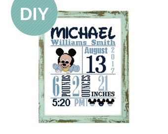 Birth announcement boy Baby room ALPHABET girl birthday diy gift nursery sampler new baby Disney Lilo /& Stitch cross stitch pattern pdf