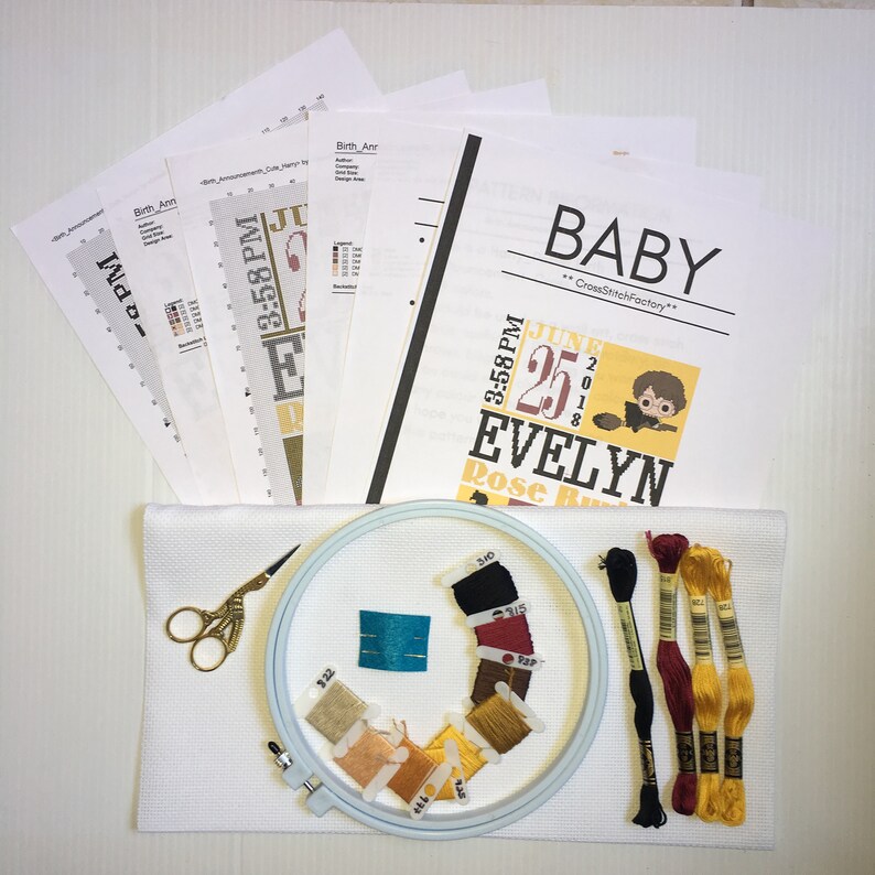 Harry Potter Birth Announcement Cross Stitch Kit Birth | Etsy