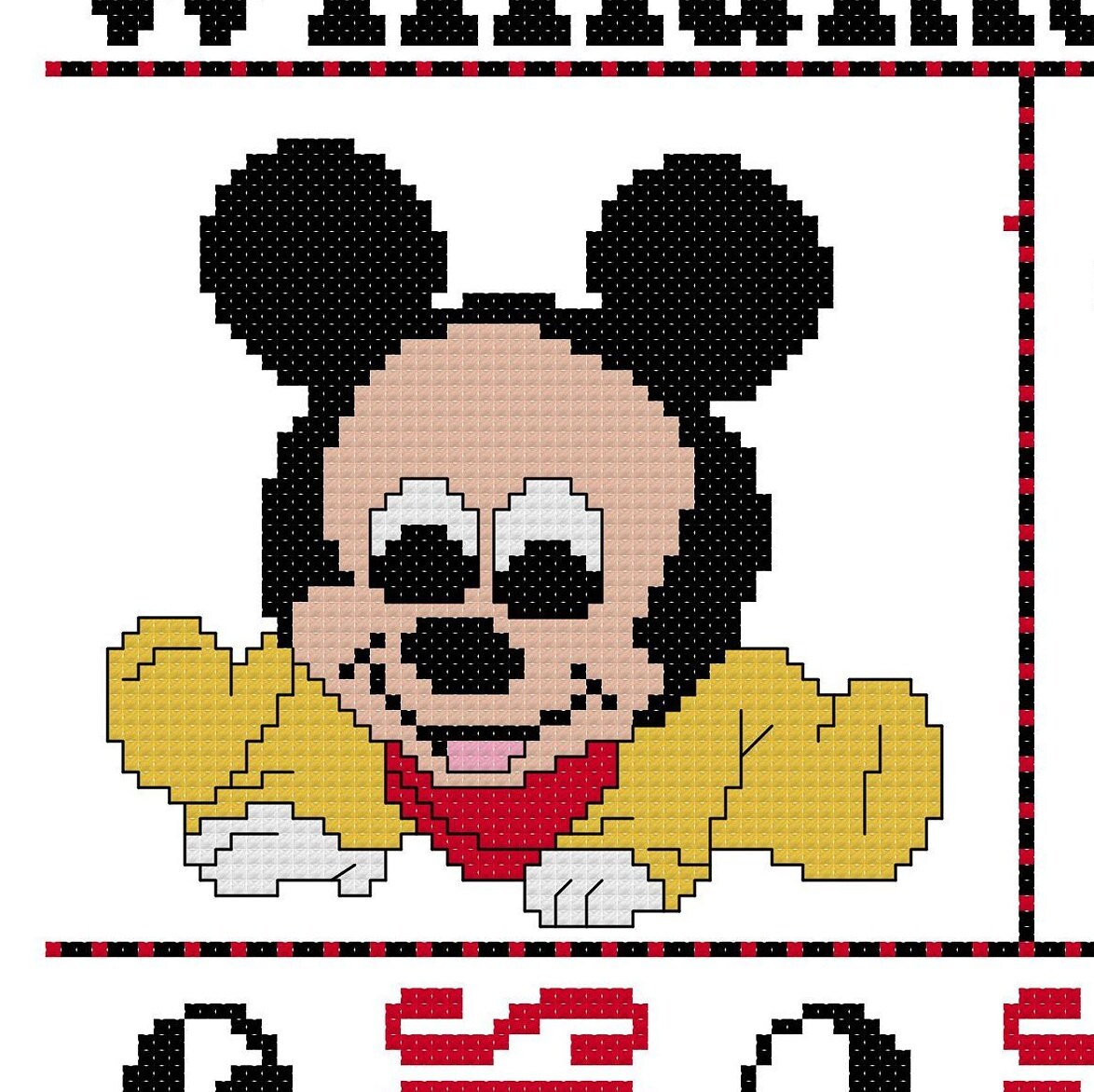 Mickey Mouse Birth Announcement Cross Stitch Pattern Baby Etsy