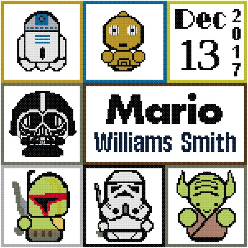Star Wars Baby Announcement Cross Stitch Pattern Custom Cross Etsy