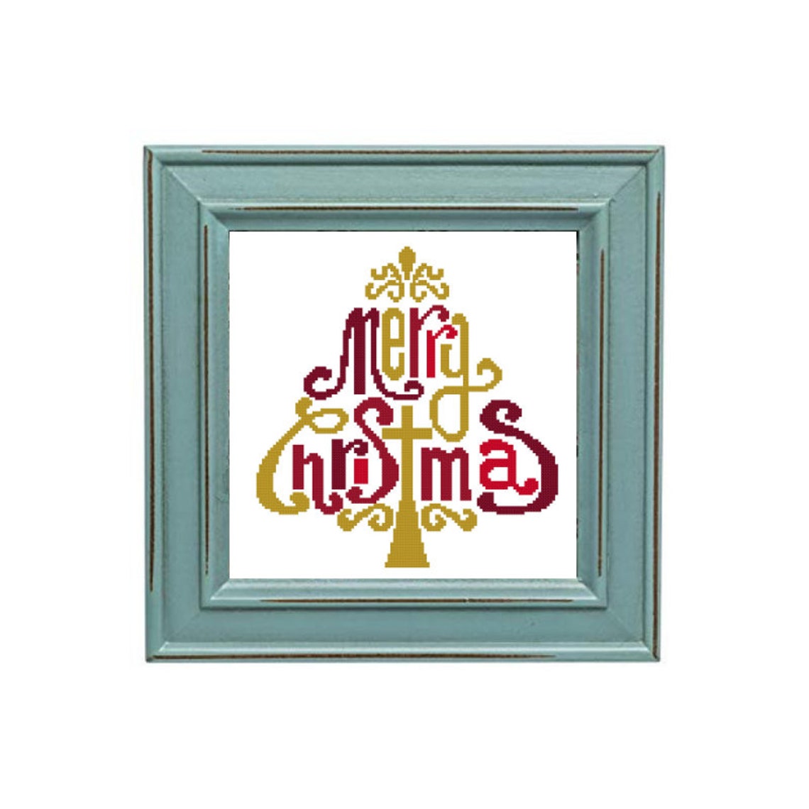 Merry Christmas Cross Stitch Pattern Handmade Wall Art Modern - Etsy