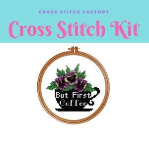 But First Coffee Cross Stitch Kit Nursery Cross Stitch Kit Cross Stitch Pattern Funny cross stitch kitchen wall decor easy cross stitch