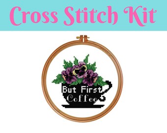 But First Coffee Cross Stitch Kit Nursery Cross Stitch Kit Cross Stitch Pattern Funny cross stitch kitchen wall decor easy cross stitch