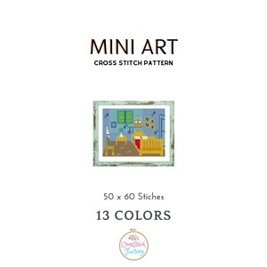 Mini cross stitch pattern Modern tiny art -  The Bedroom incent van Gogh Famous art Small miniature painting