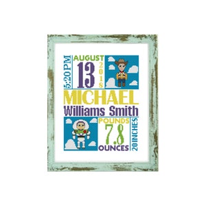 Toy Story Birth Announcement Cross Stitch pattern Custom cross stitch toy story decor Cowboy Woody birth  Nursery Decor New Baby