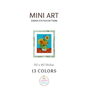 Mini cross stitch pattern Modern tiny art -  Sunflowers Vincent van Gogh Famous art Small miniature painting