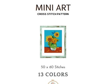 Mini Sunflower Cross Stitch Pattern: Van Gogh Inspired Art (PDF Pattern)