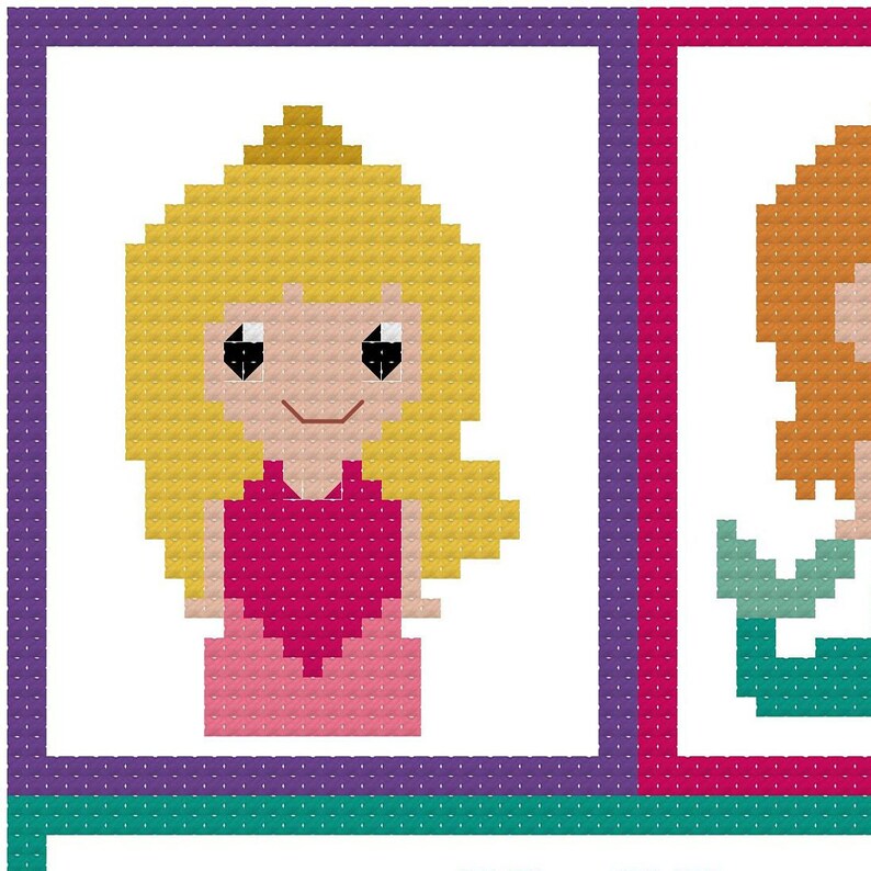 Disney Princess Birth Announcement Cross Stitch Patternbaby Etsy