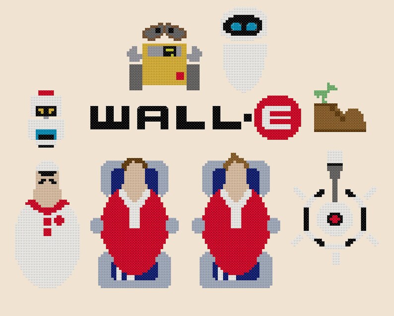 Walle Cross Stitch Pattern Pixar Stitch Pattern Cute Cross Etsy