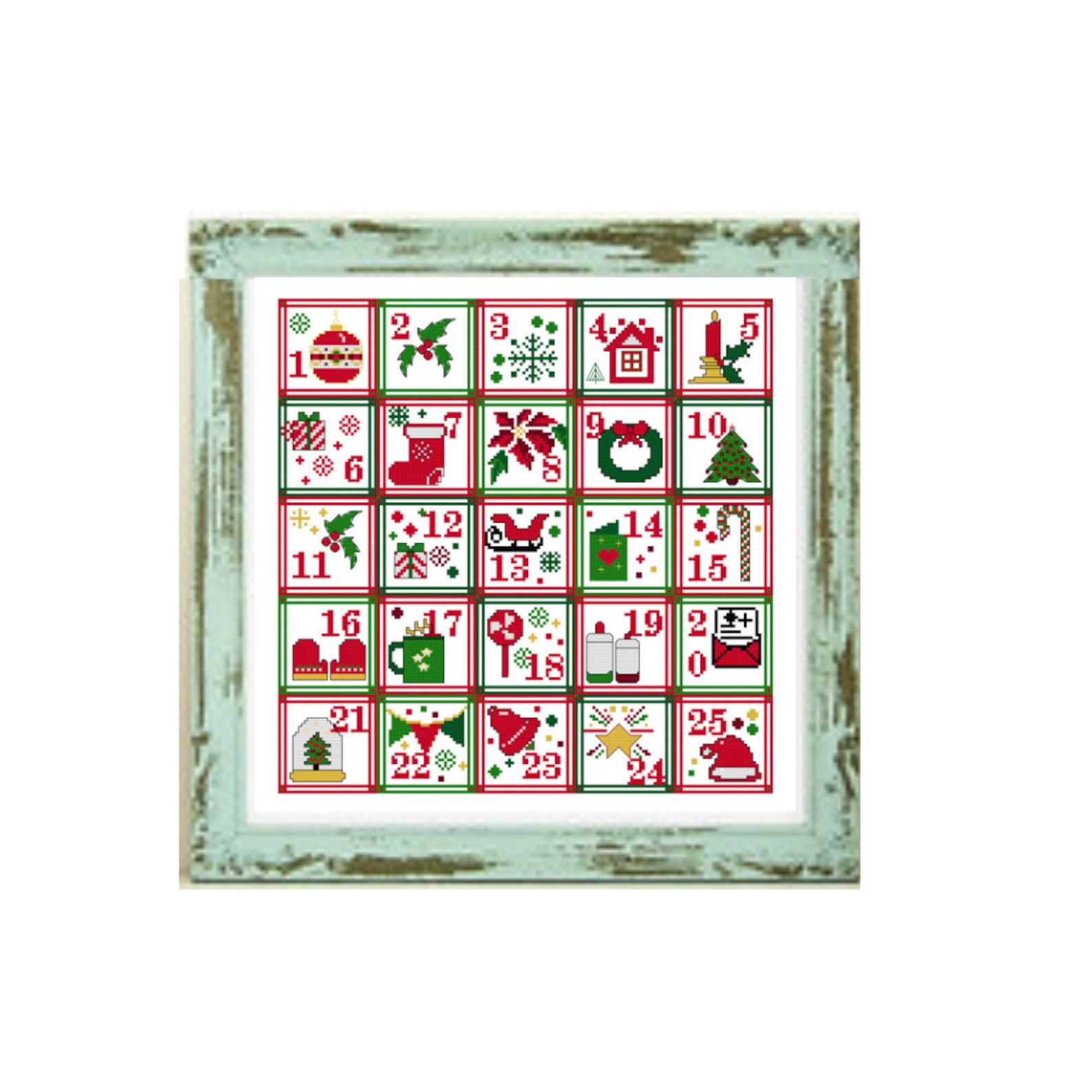 Advent Calendar Cross Stitch Pattern Modern Christmas Etsy