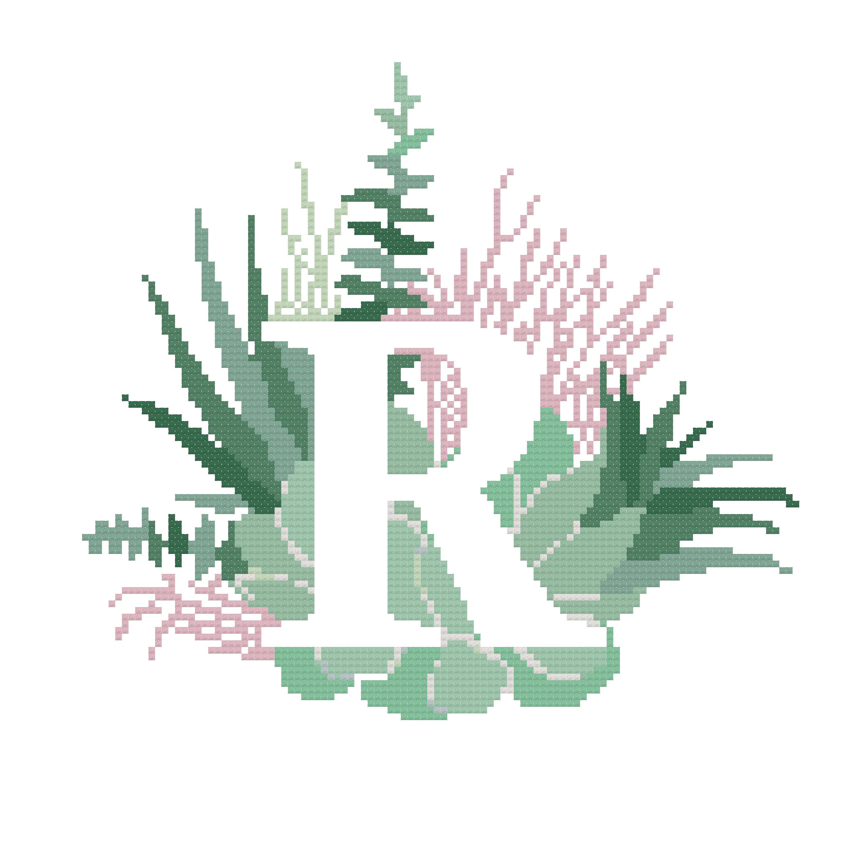 Letter R Succulent Cross Stitch Pattern: Alphabet Monogram (PDF Pattern ...
