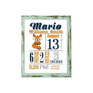 Birth Announcement baby cross stitch cross stitch pattern modern cross stitch cross stitch pdf counted cross stitch