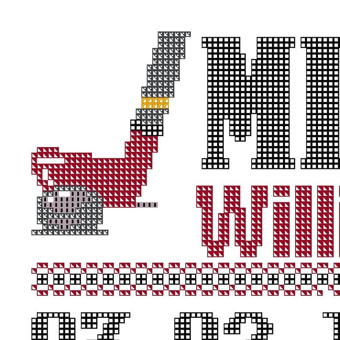 Hockey Birth announcement Cross Stitch pattern Custom cross Etsy Hockey birth announcement wall art skate new baby gift