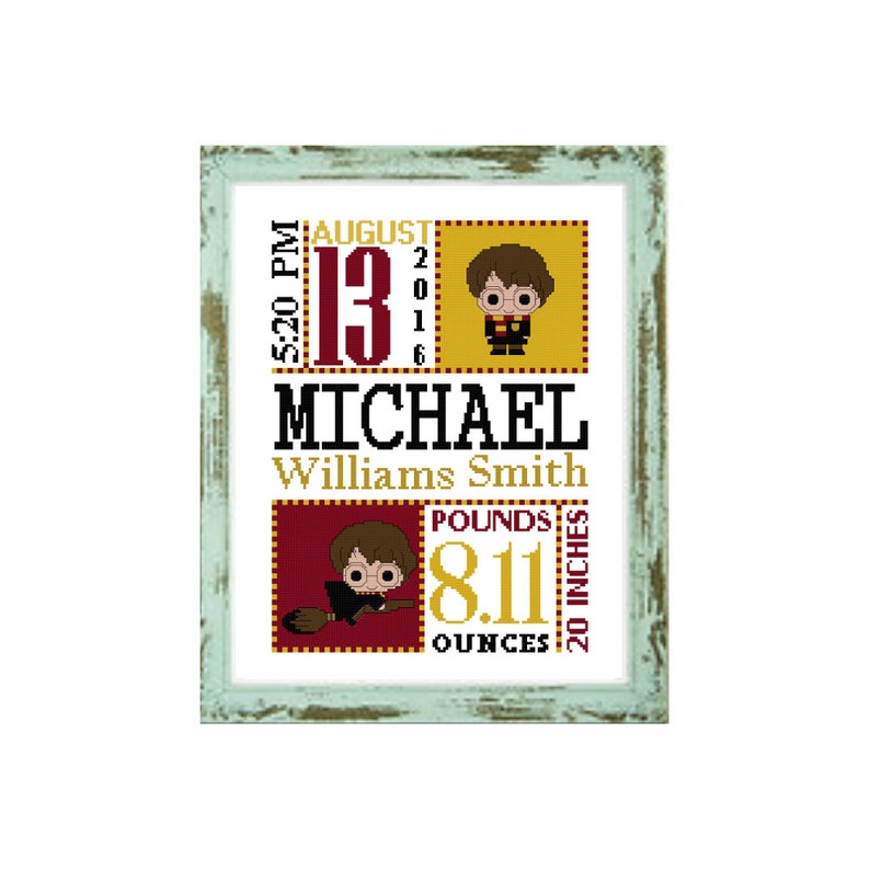 Harry Potter Birth Announcement Cross Stitch Pattern Baby | Etsy