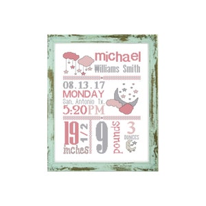 Baby Cross Stitch Pattern Custom Cross Stitch modern cross stitch nursery cross stitch counted cross stitch baby embroidery baby shower gift