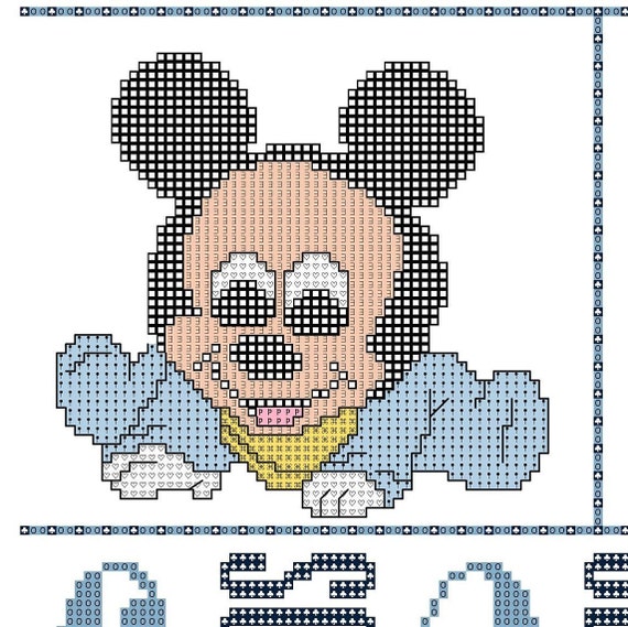 Mickey Mouse Birth Announcement Cross Stitch Pattern Baby Etsy Mickey Mouse Birth Announcement Cross Stitch Pattern Baby Etsy