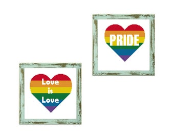 Set of 2 Pride cross stitch pattern Modern pride flag pattern gay pride rainbow cross stitch rainbow pride lgbt pride love cross stitch