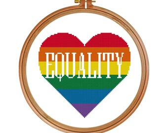 Equality cross stitch pattern pride flag modern cross stitch  LGBTTIQ pride rainbow cross stitch rainbow pride lgbt pride love cross stitch