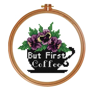 But First Coffee Cross Stitch Pattern Funny cross stitch kitchen wall decor easy cross stitch pattern coffee cross stitch #11-019