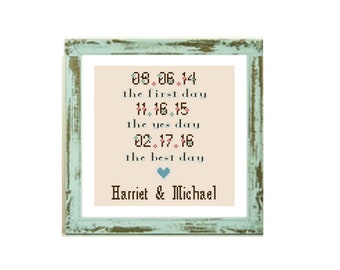 Wedding cross stitch pattern personalized wedding custom wedding save the date cross stitch gift wedding gift cross wedding anniversary