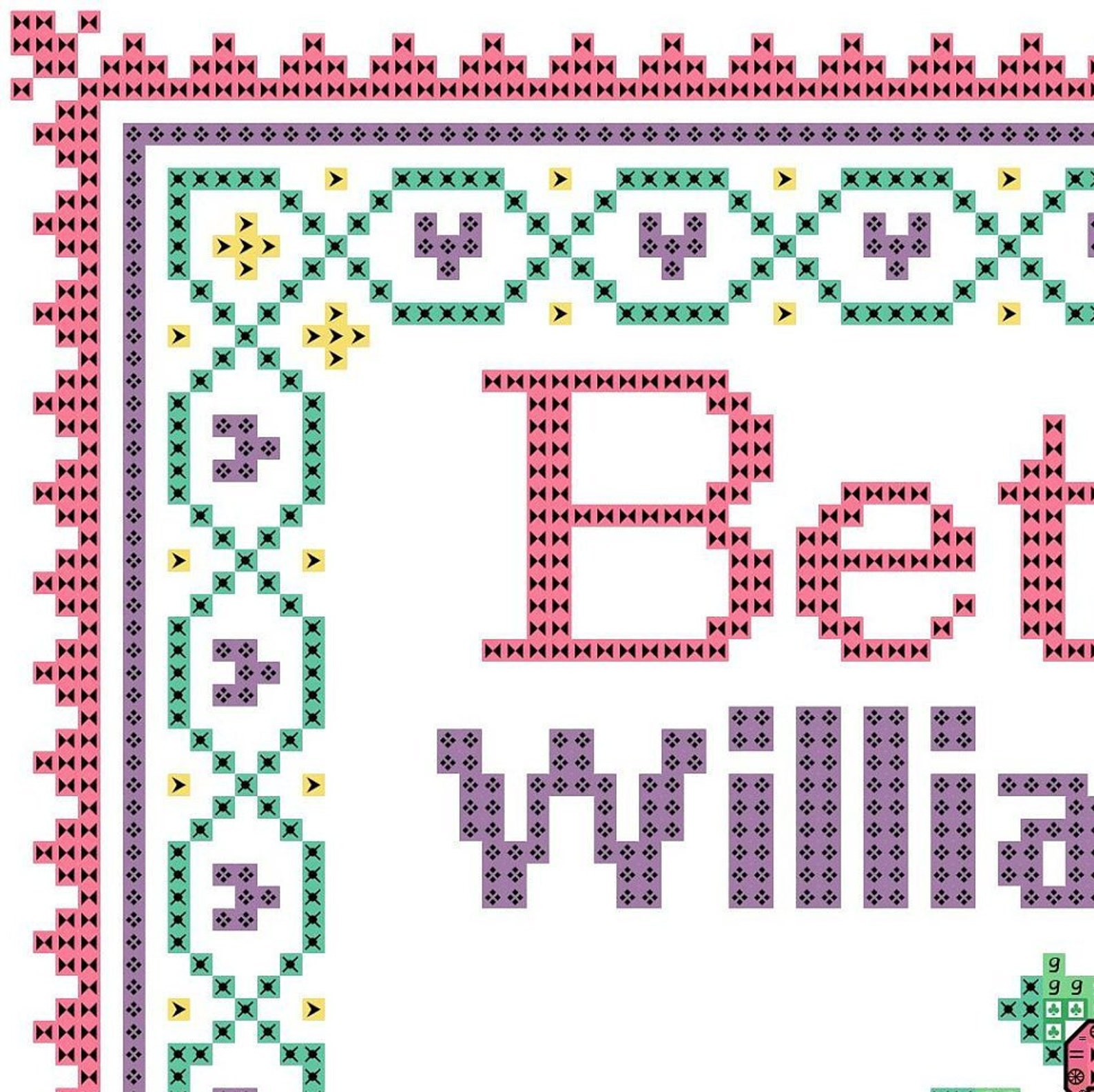 Initial Monogram Cross Stitch Pattern Baby Name Baby Cross Etsy
