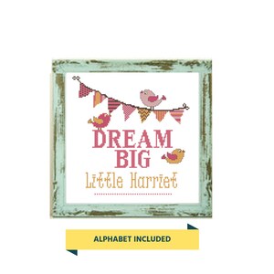 Dream Big Little One Baby Cross Stitch Pattern DIY Modern Cross Stitch dream big nursery Baby Cross Chart Nursery Cross Stitch