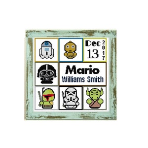 Star Wars Baby announcement cross stitch pattern custom cross stitch newborn announcement new star wars cross stitch baby cross stitch