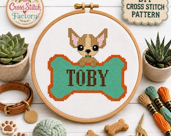 Chihuahua Cross Stitch Pattern, Puppy Dog Chart (PDF Pattern)