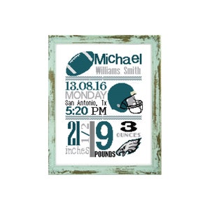 Fußball Kreuzstich-Muster Kreuzstich Baby Kreuzstich Philadelphia eagles Fußball Kreuzstichvorlage Baby-Kreuzstich Vorlage