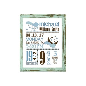 New Baby Cross stitch pattern Custom Cross Stitch Pattern  baby cross stitch baby shower gift baby boy chart Nursery  cross stitch