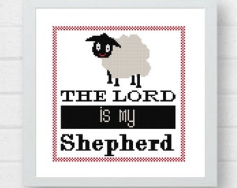 Bible Verse Cross Stitch Pattern: The Lord is My Shepherd (Digital Download)