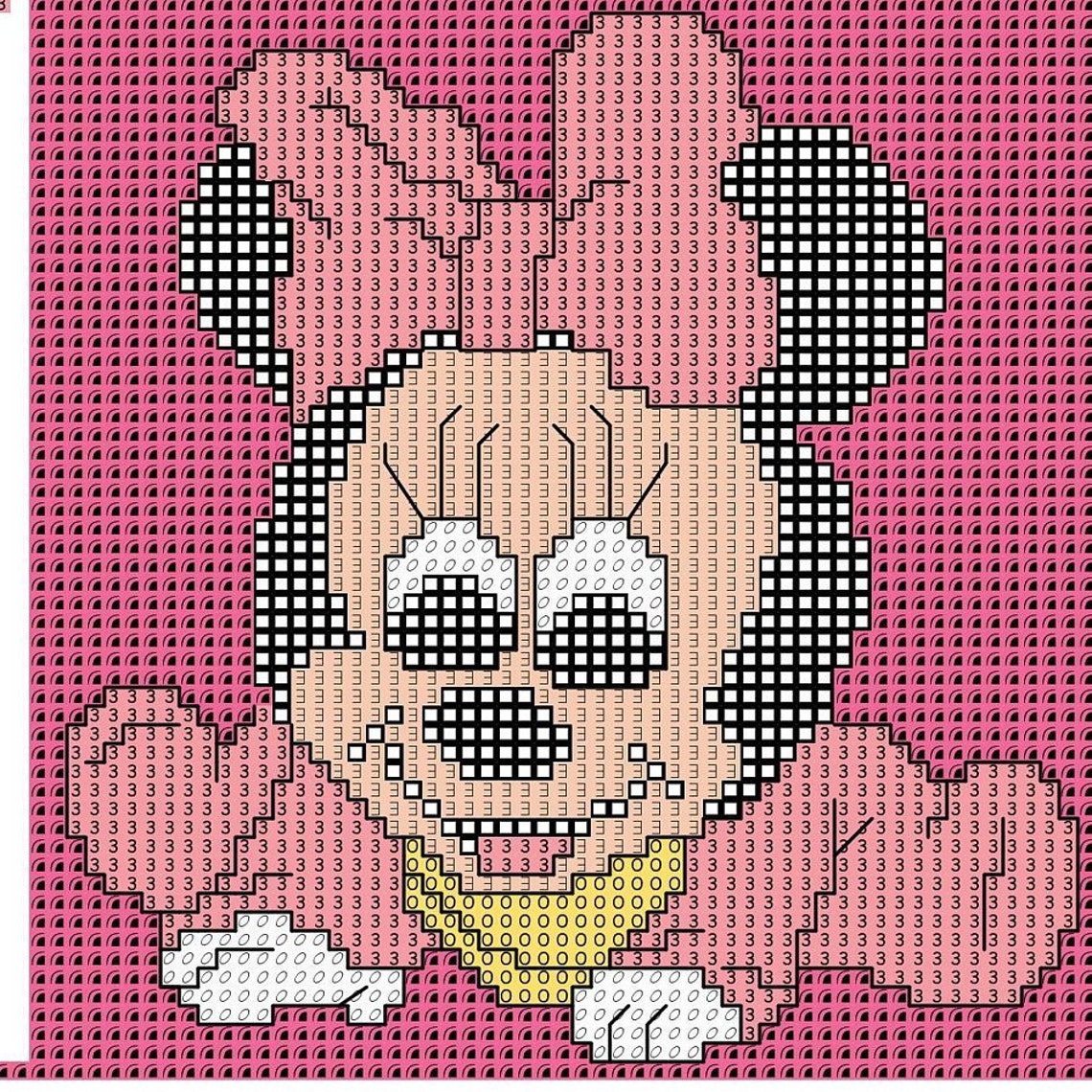 Minnie Mouse Cross Stitch Pattern Custom Cross Stitch Disney Etsy Minnie mouse counted cross stitch pattern pdf cross stitch