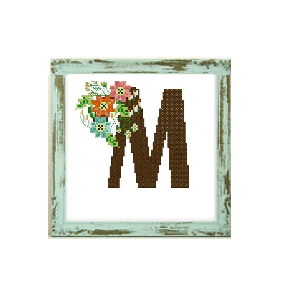 Alphabet Letter M Monogram Floral Design Stock Illustration 1376214506