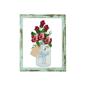 Floral cross stitch pattern mason jar cross stitch cross stitch pattern mason jar decor flower cross stitch flowers cross stitch