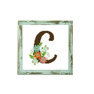 Monogram cross stitch«B» -Flowers monogram B cross stitch pattern letter B cross stitch pattern wedding monogram monogram embroidery
