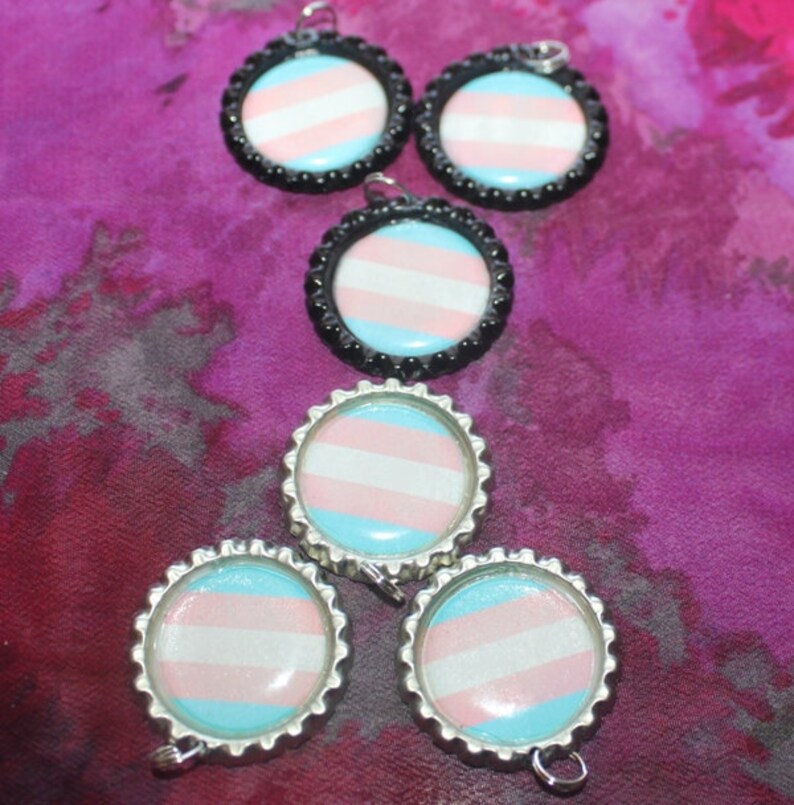 Earrings Transgender Awareness and Pride Flag Necklaces Available in Silver and Black Key Chains and Magnets Trans Rights -
