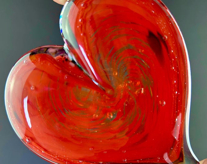 Handblown Glass Heart Paperweight