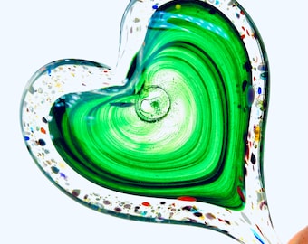 Handblown Glass Heart Paperweight