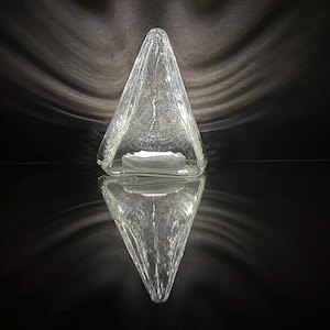 Handblown Glass Pyramid Lamp – Modern Geometric Sculpture, Minimalist Battery-Powered Light, Unique Home Decor