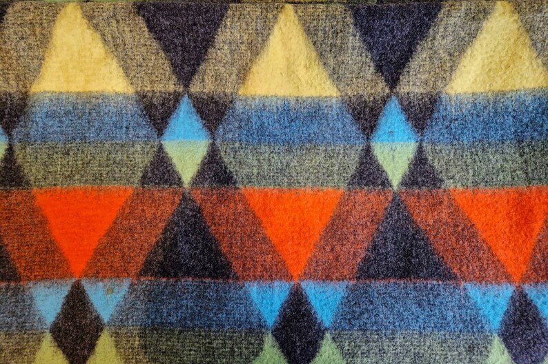 Vintage Dutch Blanket Wool Blend Diamond Triangle Design Etsy UK