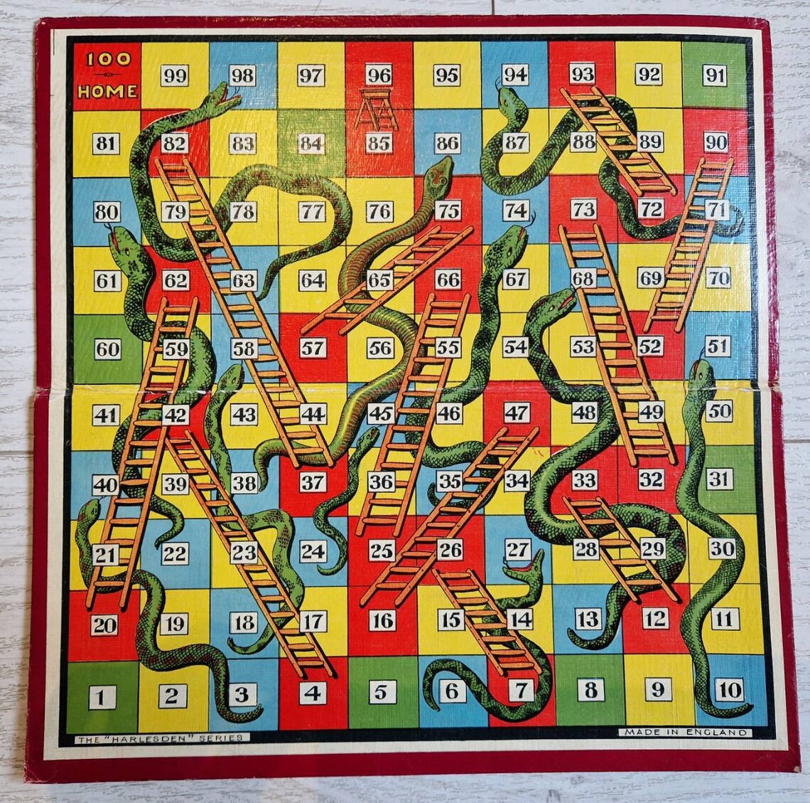 Vintage Snakes and Ladders Board Game. Harlesden Series Etsy UK
